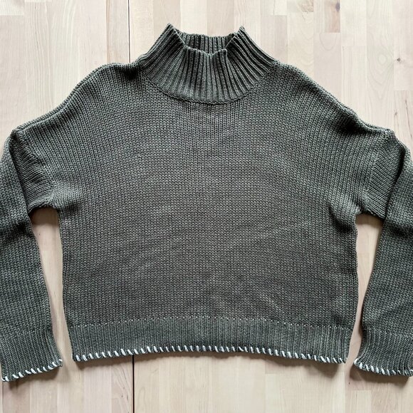 Francesca's Women's Olive Green Semi-Sheer High Neck Sweater size Small - Picture 1 of 6